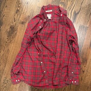 L.L. Bean Men's Red and Black Plaid Button Down Shirt
